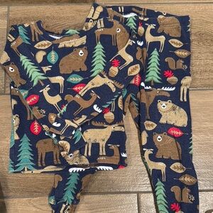 The Children's Place Blue and Brown Pajama Sets with Woodland Theme